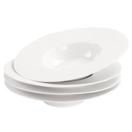jinsongdafa Soup Bowls, Pasta Bowls Plates, White Salad Bowls Set of 4, Embossed Porcelain Wide Rim Bowls, 10 Oz, Microwave & Dishwasher Safe, Best for foodies and restaurants 11.4 Inch Reticulated