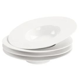jinsongdafa Soup Bowls, Pasta Bowls Plates, White Salad Bowls Set of 4, Embossed Porcelain Wide Rim Bowls, 10 Oz, Microwave & Dishwasher Safe, Best for foodies and restaurants 11.4 Inch Reticulated