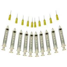 Creative Hobbies® Glue Applicator Syringe for Flatback Rhinestones & Hobby Crafts, 5 Ml with 20 Gauge Yellow Precision Tip - Value Pack of 10