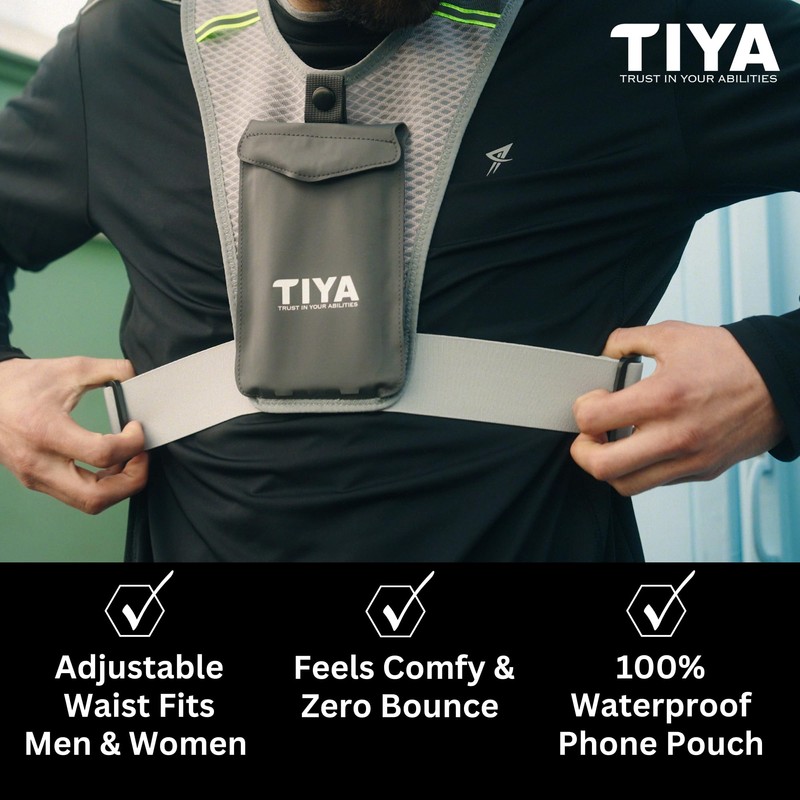 TIYA Running Vest Phone Holder with Light - Waterproof, Touchscreen
