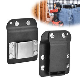 APDTEK Low-Profile Drill Belt Clip for Cordless Drill, Heavy-Duty Drill Belt Holder Hook Holster for Impact Driver, Nail Gun, Fits up to 2" Belt - Prevent Pocket Tearing