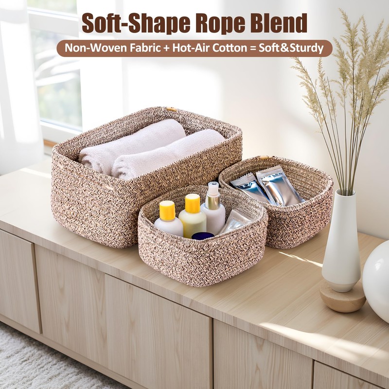 VIRETH HAUS 5-Pack Small Woven Rope Storage Baskets – 2
