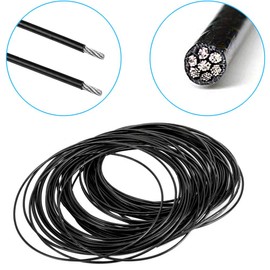 Amadget Stainless Steel Black Wire Rope, Globe String Lights Hanging Kit, Cable Railing, Aircraft & Picture Hanging Kit Include 180 Ft Vinyl Coated Wire Cable and Accessories