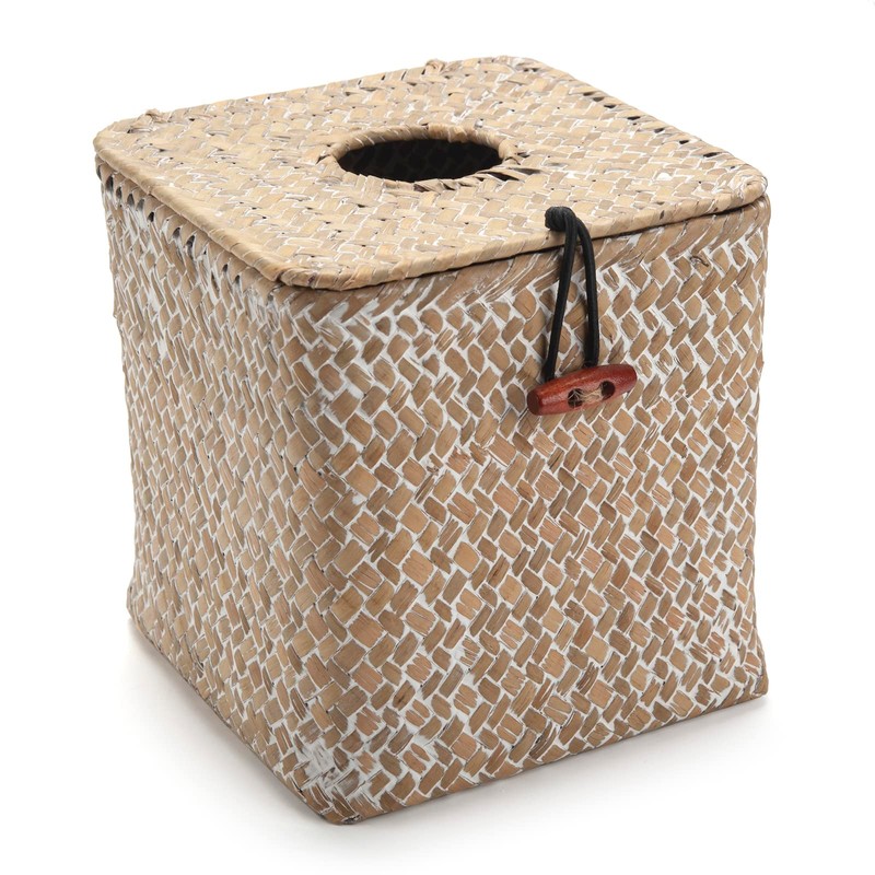 Seagrass Square Tissue Box Cover Woven Napkin Holder Decorative for