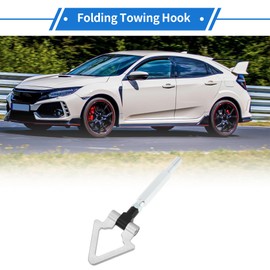VekAuto Front/Rear Triangle Tow Hooks, Bumper Screw-on Tow Hook for Subaru Impreza Folding Racing Trailer Hook Aluminum Alloy Silver Tone