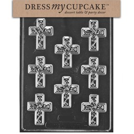 Dress My Cupcake Chocolate Candy Mold, Small Easter Cross with Swirl