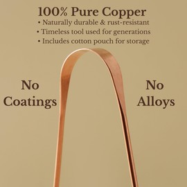 Copper Tongue Scraper for Adults – 100% Pure Copper Tongue Cleaner for Bad Breath, Oral Detox & Fresh Breath – Ayurvedic Tongue Scraper with Travel Pouch –Made in India by Nude Ritual