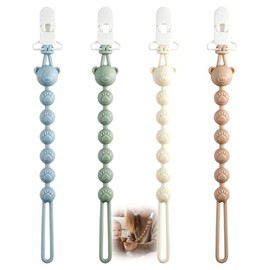 4 Unidades De Porta Chupones Para Bebe, Porta Chupon, Sujetador De Chupon Para Bebe, Diseño De Elefante Con Clip Seguro Para Ropa y Cochecitos, Material De Silicona Suave