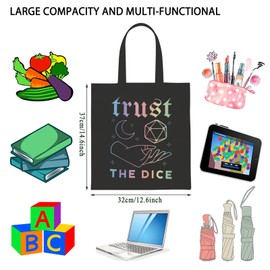 TSOTMO Game Theme Gift DnD Dungeon Master Canvas Tote Bag Gamer Trust The Dice Shopping Bag (Trust tote)