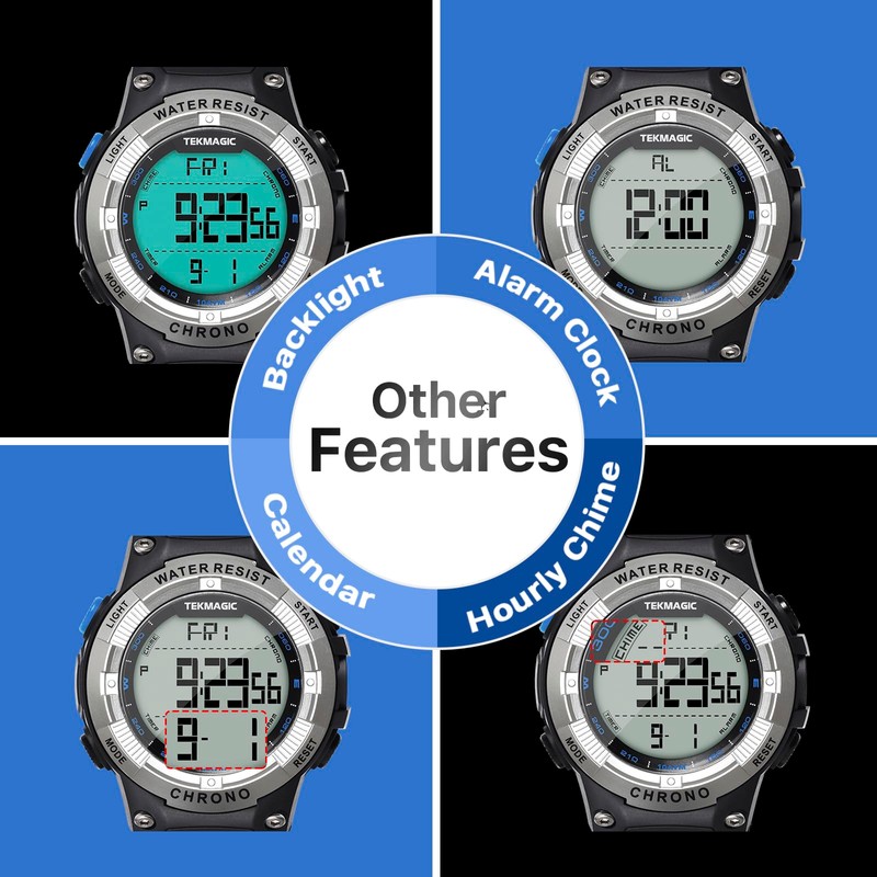 TEKMAGIC Men’s Digital Sports Watch 10 ATM 330ft Waterproof with