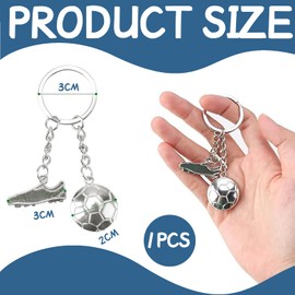 Moguri Football Keyring for Boys Silver Football Boot and Ball Keyring Novelty Sports Fan Keyring for Men Boys Metal Football Pendant, silver