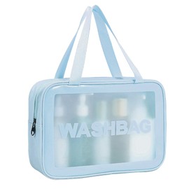 Qaestuan Cosmetic Bag Large Toiletry Bag Women & Men Toiletry Bag Transparent Cosmetic Bag Waterproof Compact Travel Toiletry Bag Makeup Bag with Large Capacity Storage Bag, blue, Modern, simple