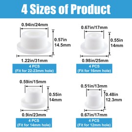 JYvivid 16 Pcs White Bathtub Jet Covers, Silicone Tube and Hole Plug, Waterproof Cover Hole Plugs, Pipe Tube Inserts for Bathtub Hole (4 Sizes)