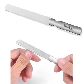 Kosya Nail File Type, Stainless Steel, Anti-Slip Handle, Professional Nail Polishing, Leather Case Included, Unisex, Round