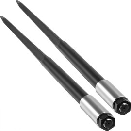 VEVOR 49" 4000 lbs Capacity Quick Attach Square, 2 Pics Black Forks, Bale Spike with Hex Nut & Sleeve for Buckets Hay Spears