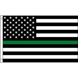 Flags Importer Thin Green Line American Flag 3x5 ft Park Ranger Game Warden Forest Border Guard
