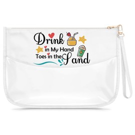 Beach Lover Gift for Women Girl Daughter Clear Makeup Bag Beach Theme Gift Summer Vacation Present Cosmetic Bag Graduation Christmas Birthday Present for Friend Sister Mother Aunt Zipper Travel Pouch