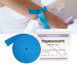 Disposable Adult Tourniquet Kids Latex Free TPE 18 Inches Long Roll of 25 Blue