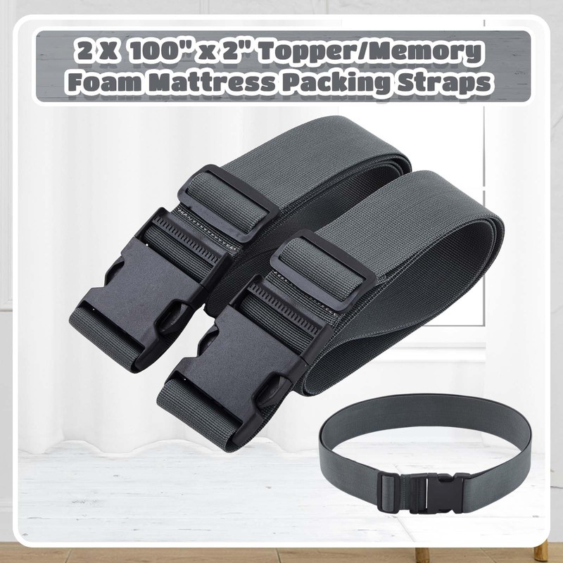 Wowangce 2 Pcs 100" x 2" Mattress Topper Straps Adjustable