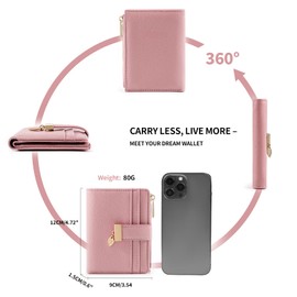 Pomelo Best Women's Small Wallet - Small RFID Wallet with Coin Compartment and Press Stud - Mini Purse in Short Format Women, antique pink, Contemporary