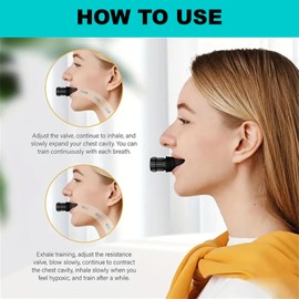 Adjustable resistance lung capacity, Respiratory Trainer Compact Lung Exercise Device for exercise trainer, easy to carry, easy to clean, portable exerciser (Black)