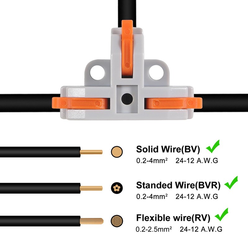 10pcs Compact Wire Conductor Connector, T-Shape Lever Nut Wire Connector,