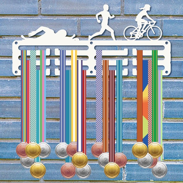 CREATCABIN Triathlon Medal Holder Running Swimming Bike Riding Medal Awards