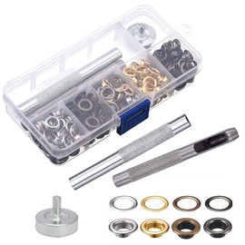 Bestgle 200 Sets Metal Grommets Tool Kit, 6mm Inside Diameter Grommets Eyelets with Install Tools for Clothes Leather Crafts,4 Colors