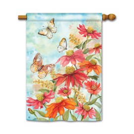 BreezeArt Studio M Summer Zinnias Decorative Standard House Flag Banner – Premium Quality, 28 x 40 Inches