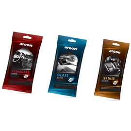 AREON Travel Pack Wipes I Auto Car Interior Dashboard Cleaner Wipes for Dirt & Dust, Cleaning Leather, Wipes for Windows - (3pack = 75 Wipes)
