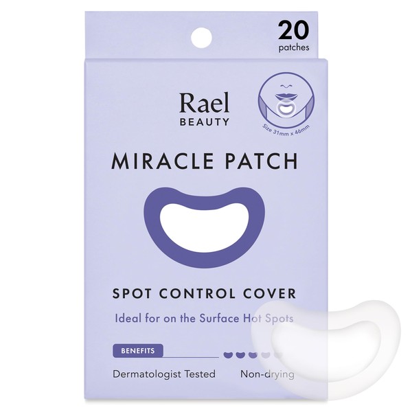 Rael Pimple Patches, Miracle Patches Large Spot Control Cover - Hydrocolloid Acne Patches for Face, Strip for Breakouts, Zit and Blemish Spot, Breakouts, Facial Stickers, All Skin Types, Vegan, Cruelty Free (20 Count)