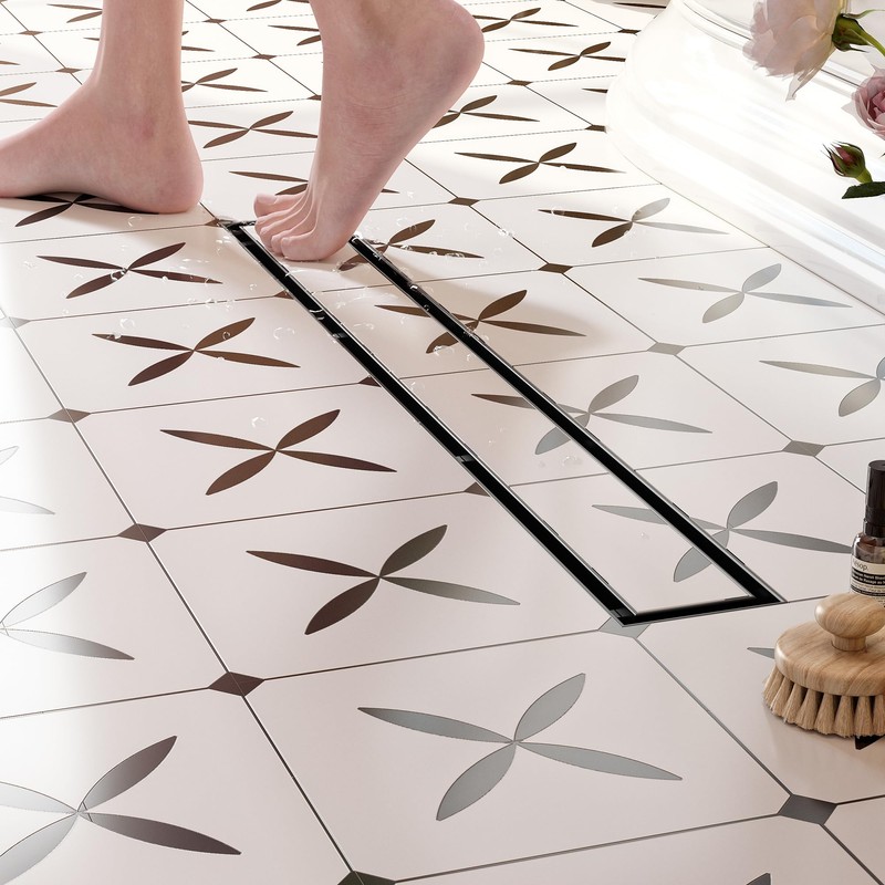 Neodrain 24-Inch Offset Linear Shower Drain with Tile Insert Grate