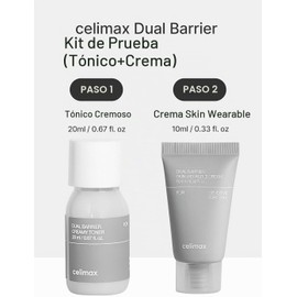 Kit de prueba de doble barrera, tamaño de viaje, set de regalo con tónico cremoso y crema para la piel, tamaño de viaje, set de regalo de tamaño pequeño, ceramidas, péptidos