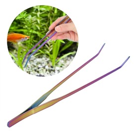 Pinzas de acuario, Pinzas de acuario curvo de acero inoxidable de 27 cm Mango largo Planta de pinzas Herramientas de alimentación de pinzas para la planta de limpieza de peces recorte