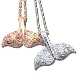 [Alohalokahi] Hawaiian Jewelry Hawaiian Pair Necklace Stainless Steel Surgical Stainless Steel Whale Tail Rose Gold Stainless Steel Silver [Width 0.08 inch (45 cm 50 cm) with Azuki Chain Hp2g-012-sr,