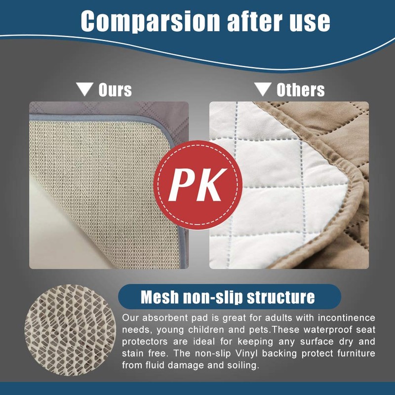 GRUENERDE Waterproof Incontinence Pads for Chair 2pcs Washable Seat Pads