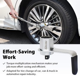 FIRSTINFO 600 N.m. Manual Torque Multiplier 3.4:1 Wrench 1/2 inch Drive ( Male ) to 1/2 inch Drive ( Female ) Adaptor Max. 600 Nm Lug Nut / Labor Saving Tool