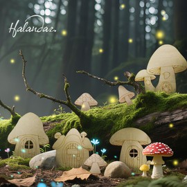 56 Pcs Fairy Door & Window Craft Kit - Wooden Garden Doors, Mini Fences, Unpainted Miniature Accessories for Home Party Event Decor - DIY Fairy House Decorations