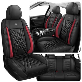 LFYNW Car Seat Covers Fit for Buick Envista 2024-2025, 3D Waist Support & Premium Nappa Leather,Waterproof,Scratch-Resistant(Black Red, Full Set)