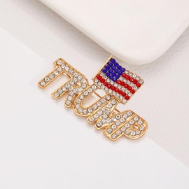 Rhinestone Trump Brooch with The USA Flag Word Brooch Pin for Women Dainty Trump Crystal Lapel Pin Republican Party Elephant American Flag Gift (Trump)