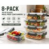 Glass Meal Prep Containers with Lids, Glass Food Storage Containers,