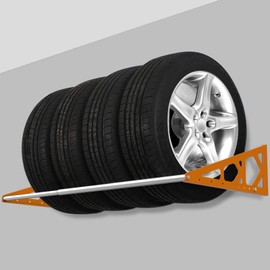 Fioracl Tire Rack Wall Mount Adjustable 31"-56" Tire Storage Rack Wall Mount Wheel Rack with Heavy Duty Telescopic RodsSteel 400 Pound Weight Capacity (Orange)