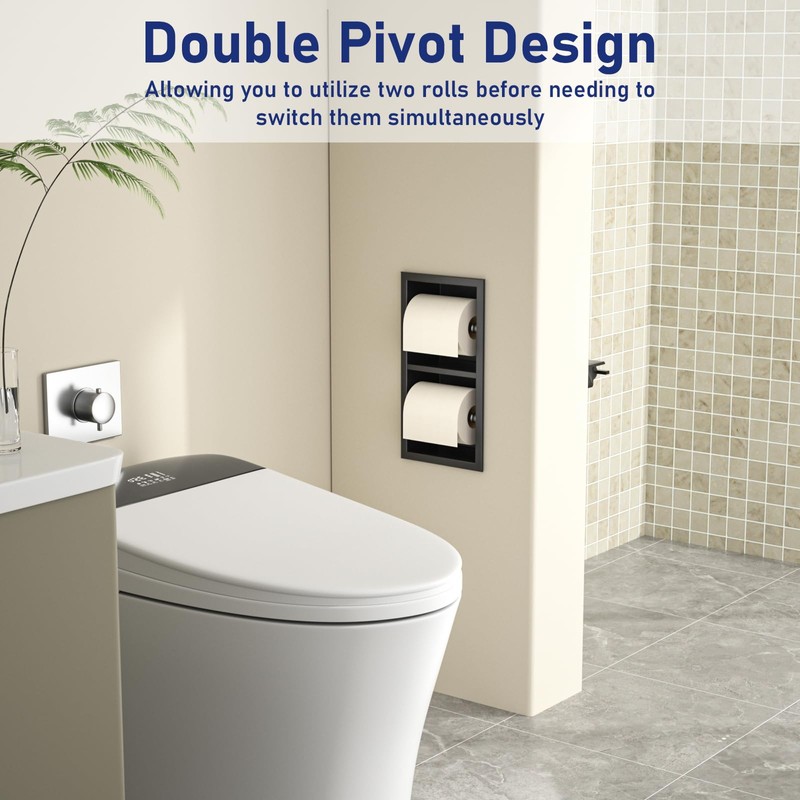 Bernkot Recessed Toilet Paper Holder, Double Roll Toilet Tissue Holder