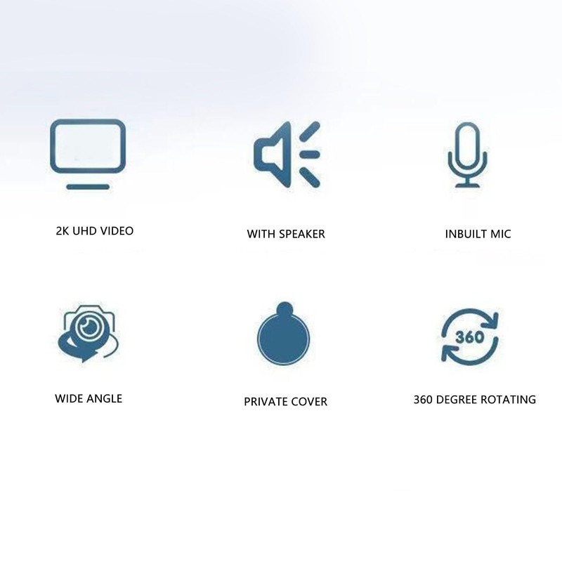 2K 30fps Webcam with Mic and Speaker, Auto Focusing Streaming