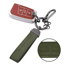 OATSBASF Leather Car Keyring for Car, Motorcycle, SUV, Truck, Unisex Car Key Fob for Men and Women, Family Gifts Car Accessories, fir green