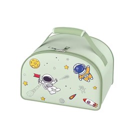 Soulnioi Lunch Box Bento Box Bag for Kids, Insulated Lunch Bag Box for Boys and Girls, Portable Meal Tote Kit, Space Astronauts Themed Lunch Box Bag (Green)