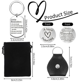 DALAETUS 3 Pcs Little Reminders Keyring Set, 1 Inspiration Keychain with 1 Pocket Hug Token & 1 Drawstring Gift Bag, Key Ring Ornament for Lover Wife Husband Valentines Christmas Anniversary