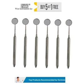 Wise Instruments Dental Mouth Mirror Front Surface # 5 (Pack of 6) With Handle by Wise instrument