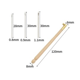 Tambour Hook with 3 Needles (0.7mm-1mm-1.2mm) French Beading Hook Needle Set Wooden Crochet Tool Kit Interchangeable Crochet Hook Embroidery Tool for Embroidering Sequins and Beads