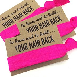 Bachelorette Hair Tie Party Favors | Set of 5 Neon Pink Hair Tie Favors | To Have and To Hold Your Hair Back